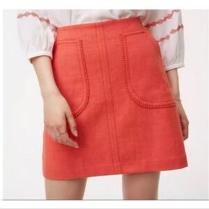 LOFT Coral Cotton Mini Skirt with Front Patch Pockets, sz 2